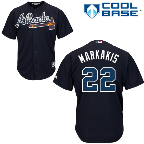 Braves #22 Nick Markakis Navy Blue Cool Base Stitched Youth MLB Jersey
